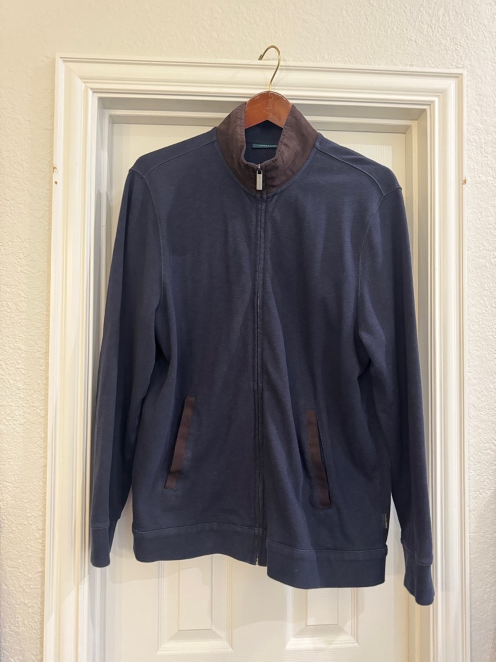 Perry Ellis Men’s Zip-Up Sweater Jacket - XL, navy